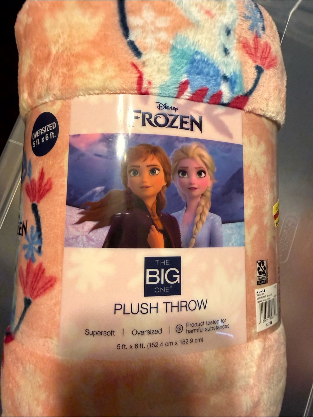 Disney Frozen Plush Throw Blanket - Peach & Blue